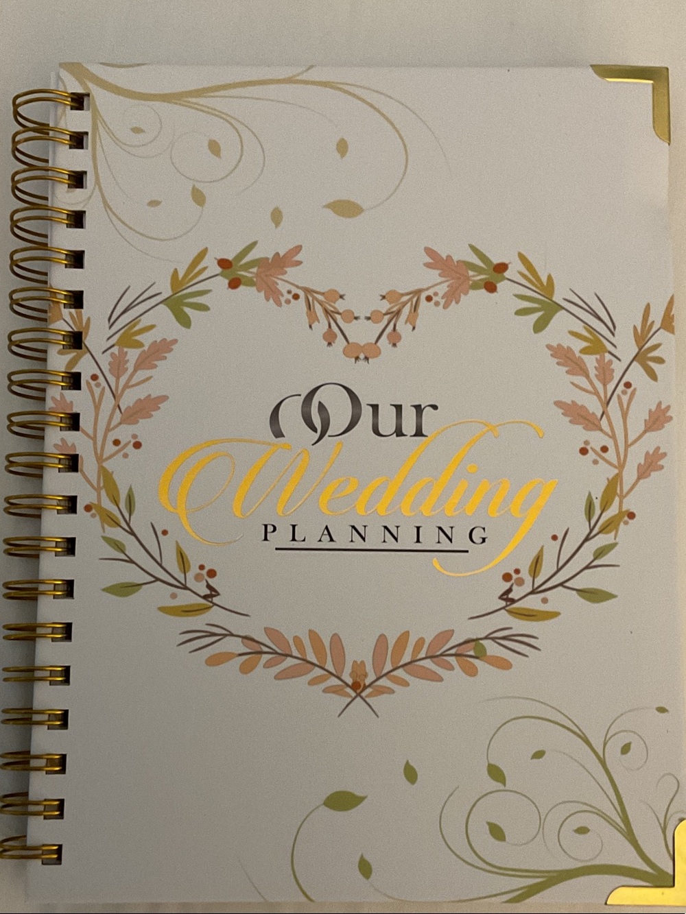 Our Wedding Planning Spiral Notebook - White & Gold